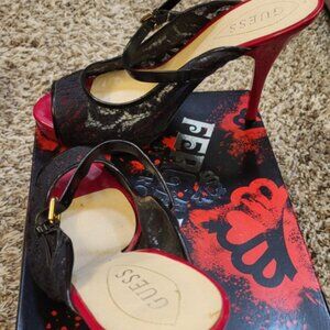 Guess, Black and Red Heels - Size 8